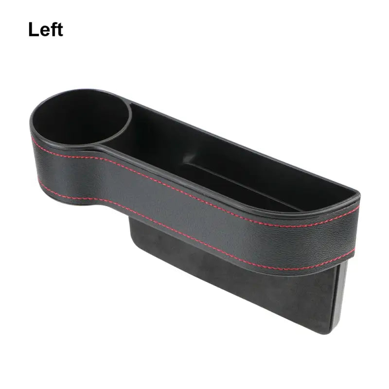 a black leather belt with red stitching