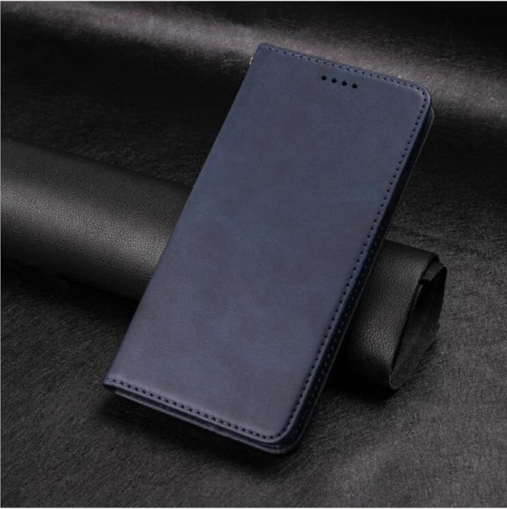 the back of a black leather case with a black leather belt