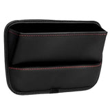 a black leather case with red stitching