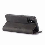 the back of a black leather iphone case