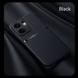 Black leather-textured smartphone case with camera cutouts