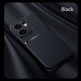 Black leather-textured smartphone case with camera cutouts