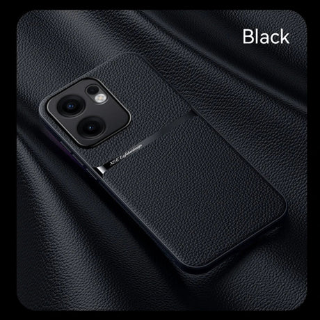Black leather-textured smartphone case with camera cutouts
