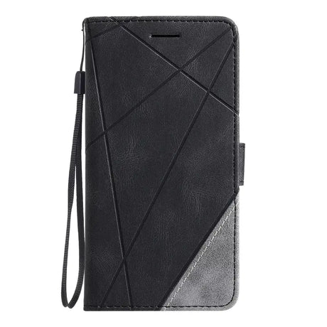 The black leather wallet case with a zipper closure