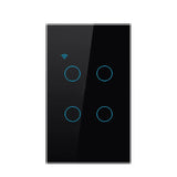 a black light switch with three blue circles