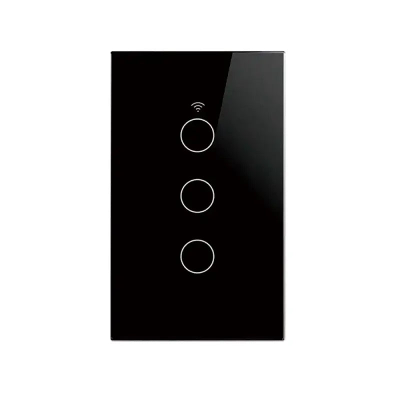 a black light switch with two white buttons