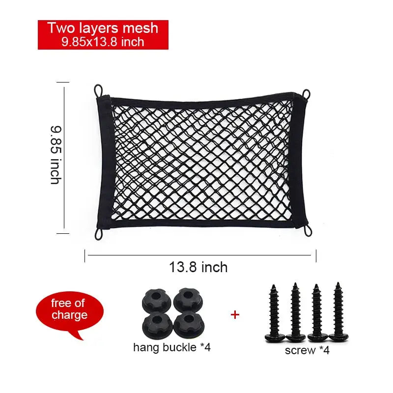 a black mesh bag with screws and screws