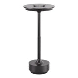the black metal table base with a round base