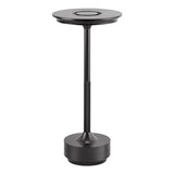 The black metal table base with a round base