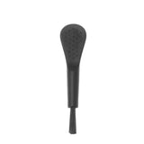 a black microphone with a white background