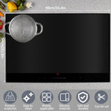 a black microwave oven with a glass door