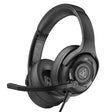 Black over-ear gaming headset with a microphone attached.