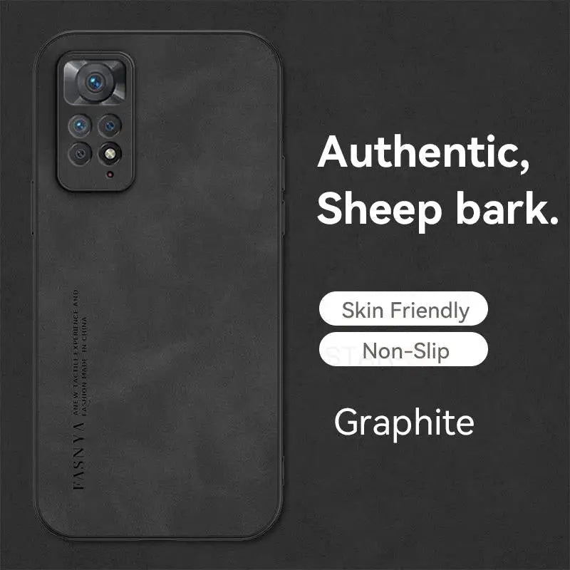 the back of a black phone case with the text, authentic, sheepbar