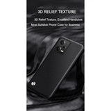 a black phone case with a black background and text that reads, 3d relief texture, excellent hard cases