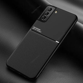 the back of a black samsung phone case