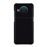 The back of a black phone case with a blue light on it