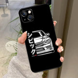 a black phone case with a car design