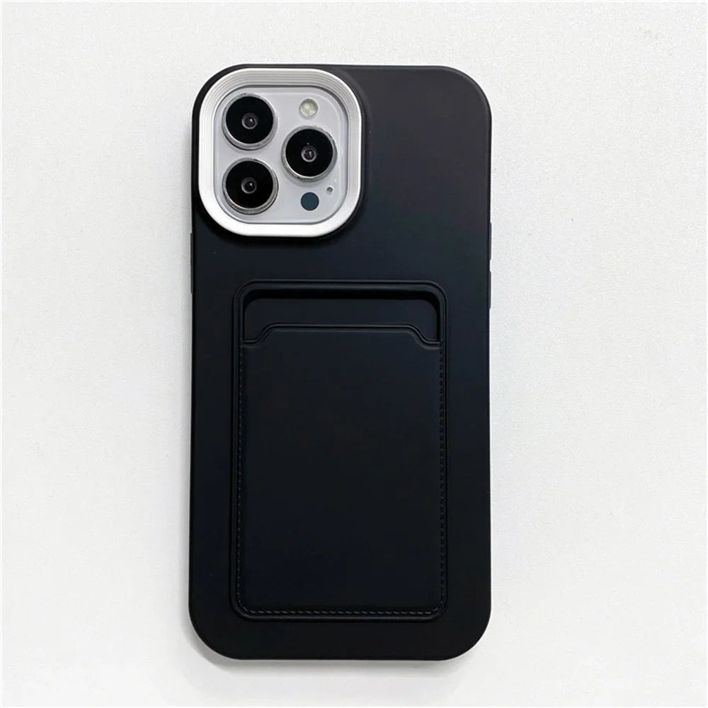 Black phone case with card holder.
