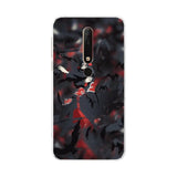 a black and red phone case with a cartoon character on it