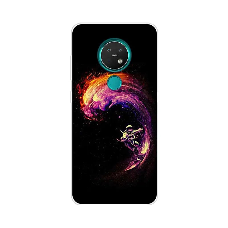a black and purple phone case with a space scene