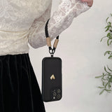 Black phone case with lanyard.