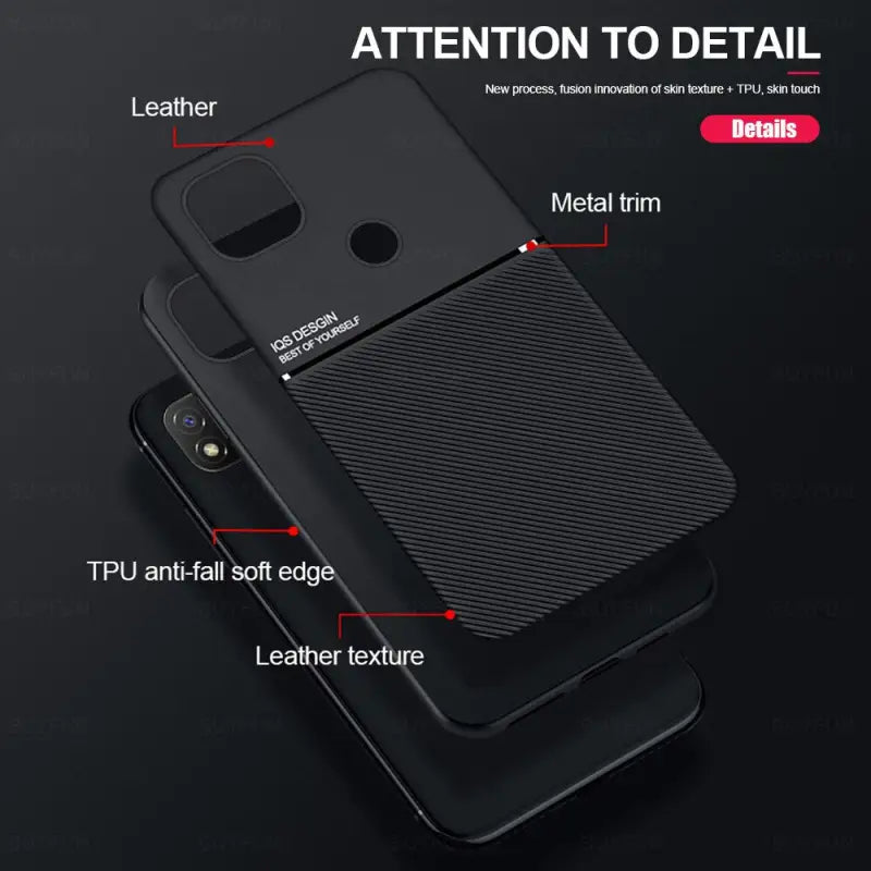 the back of a black phone case with the text, `’’ and’’ ’