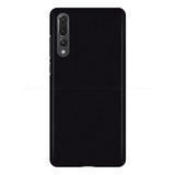 The back of a black phone case