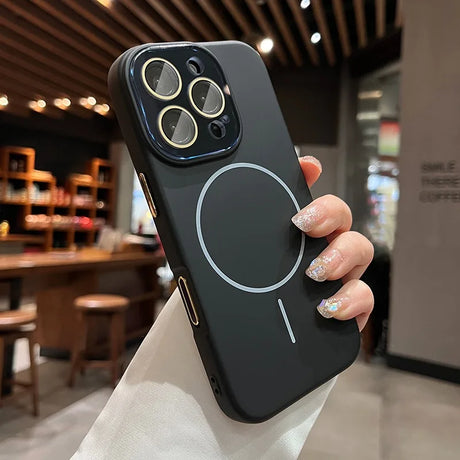 Black phone case with magnetic ring.