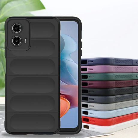 Black phone case with padded design.