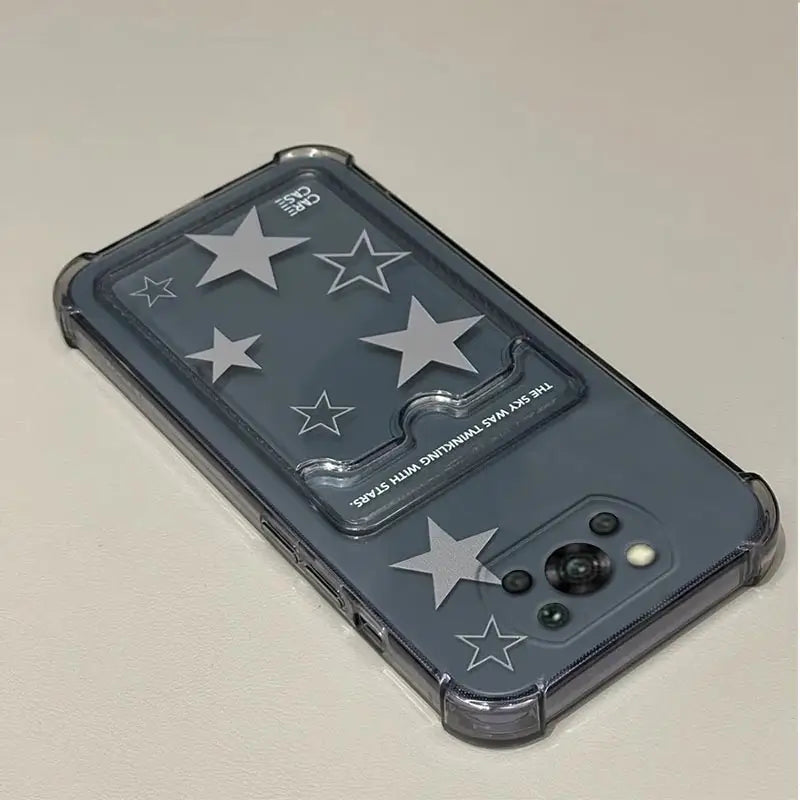 the case is made from clear plastic and has a star pattern