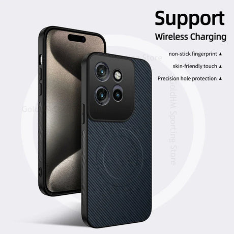 Black carbon fiber magnetic phone case with textured pattern and camera cutouts for motorola pro ultra g67 backsides