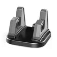 a black car phone holder with two cell holders