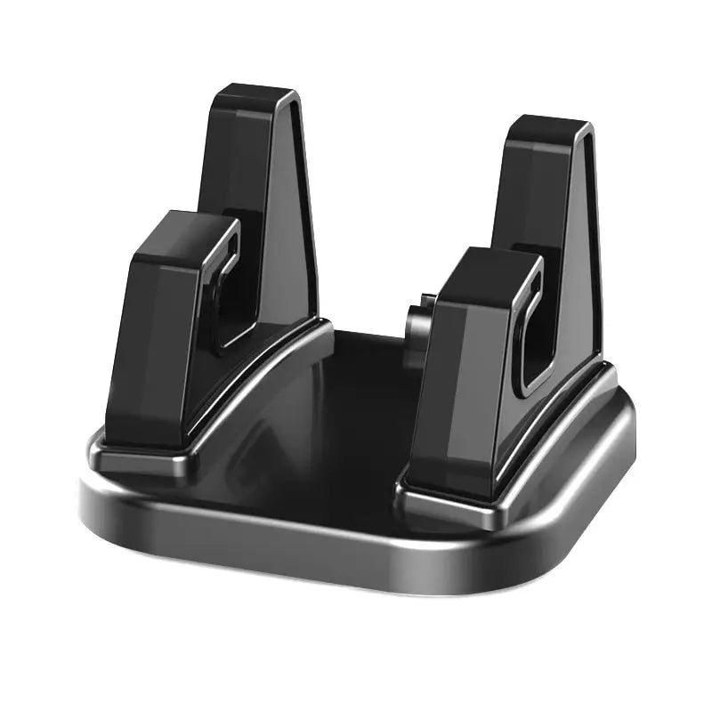 a black car phone holder with two cell holders