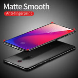 the back of a black and red phone with the text matte smooth anti - fingerprint