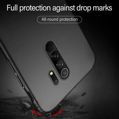 the back of a black phone with a red circle around it