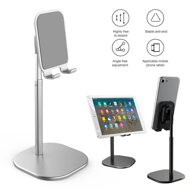 the ipad stand with a tablet and a phone