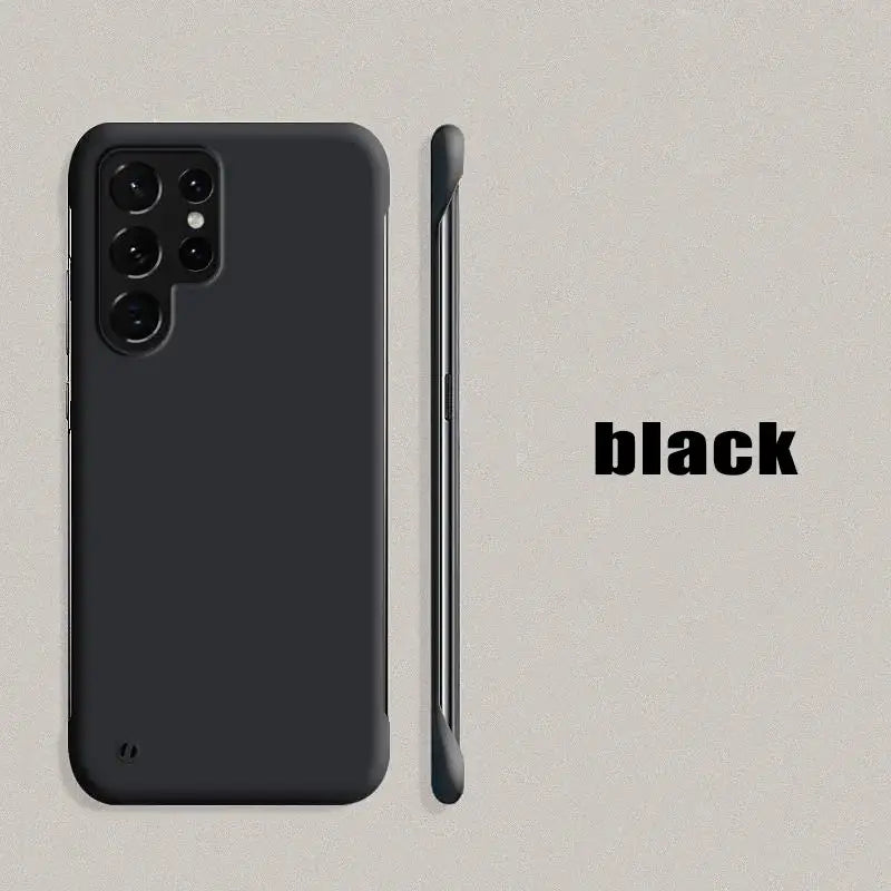 the back and side of a black phone