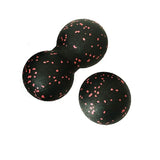 three black and pink polka doted balls