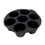 a black plastic cup holder with six cups