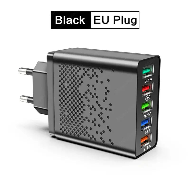 black plug usb charger