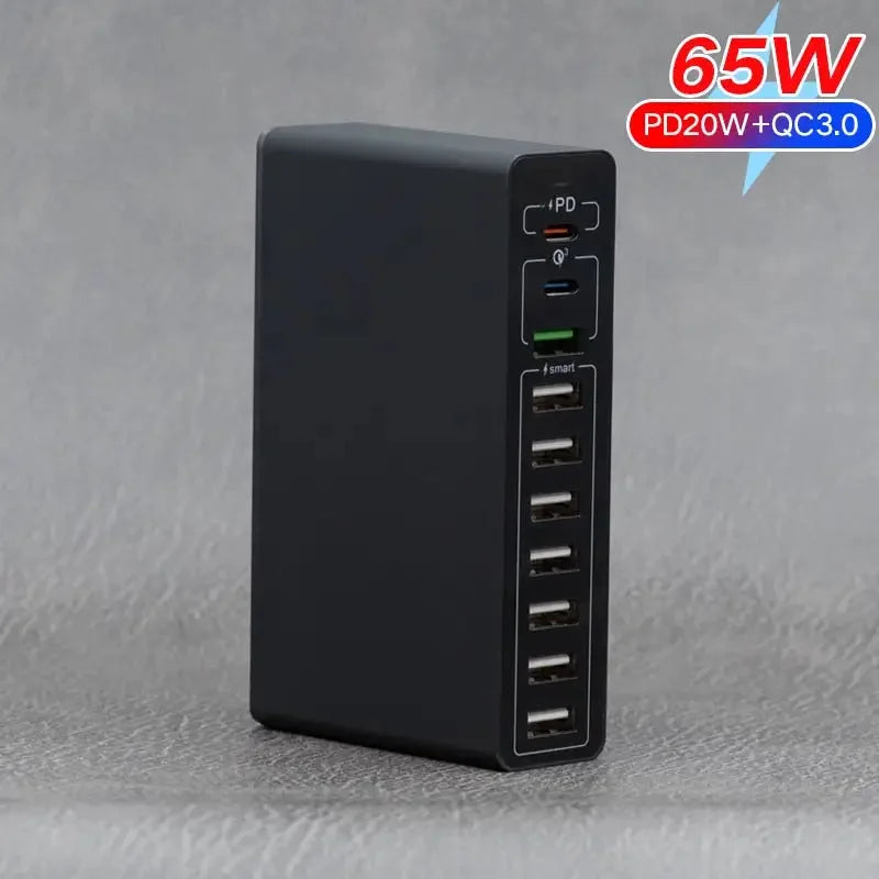 a black power bank with a white background