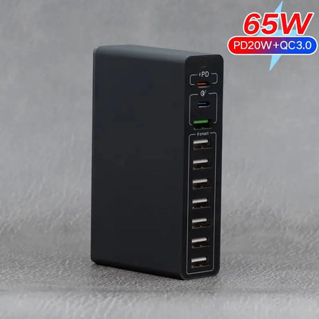a black power bank with a white background