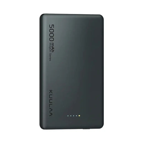 A black power bank with a white background