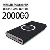 a black power bank with the words wireless power bank 20000mah