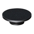 a black round knob with a black surface