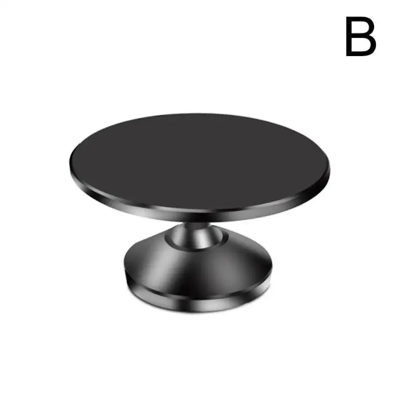 a black round table with a black top