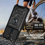 Black rugged shockproof armor case for oppo with built-in magnetic ring stand and rotating textured back side