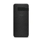 the back of a black carbon fibre case with a black leather lining