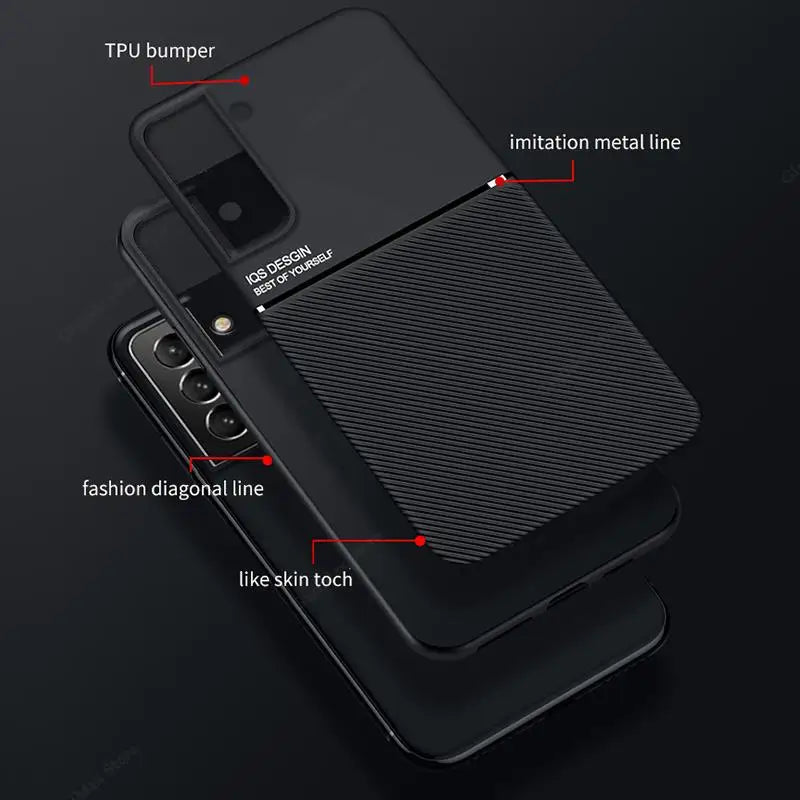 the back of a black iphone case with the details of the case