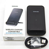Black samsung 15w wireless charger stand with detachable design and fast charging capability
